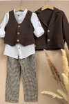 Zestaw garniturowy GEORGE brązowy dla chłopca 