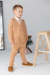 Elegancki garnitur KASJAN karmelowy  dla chłopca 