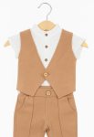 Elegancka kamizelka  ALEKS beżowa dla chłopca na chrzest 