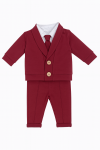 Komplet garniturowy HARRY bordowy na chrzest dla chłopca 